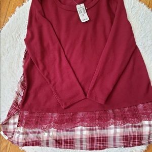 Westport Layered Tunic Wine and White Plaid Medium